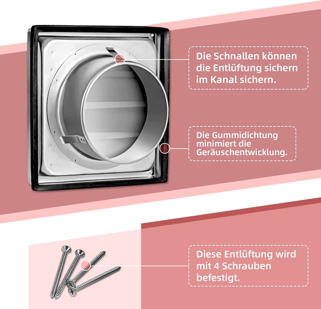 Edelstahl Wetterschutzgitter Lüftungsgitter 100mm 125mm 150mm bewegliche Lamellen, 150mm