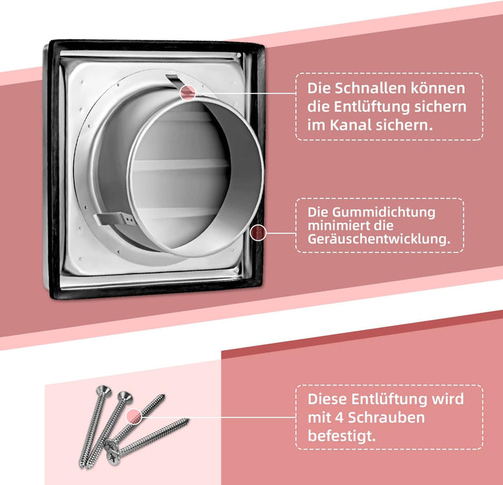 Edelstahl Wetterschutzgitter Lüftungsgitter 100mm 125mm 150mm bewegliche Lamellen, 150mm