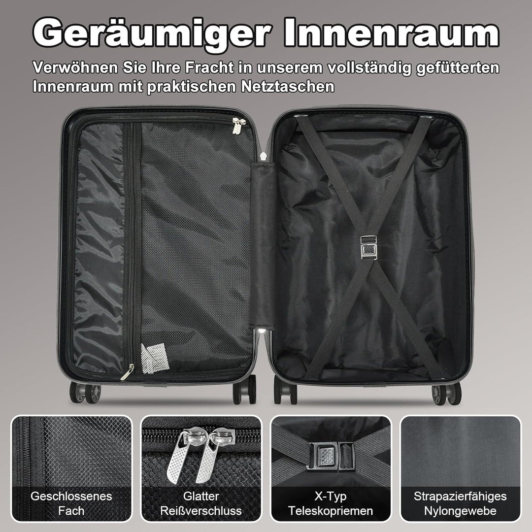 Joyway Kofferset 6tlg Hartschale Leicht mit 4 Rollen und TSA-Schloss Der Gepäcksets Enthält 1 Multif