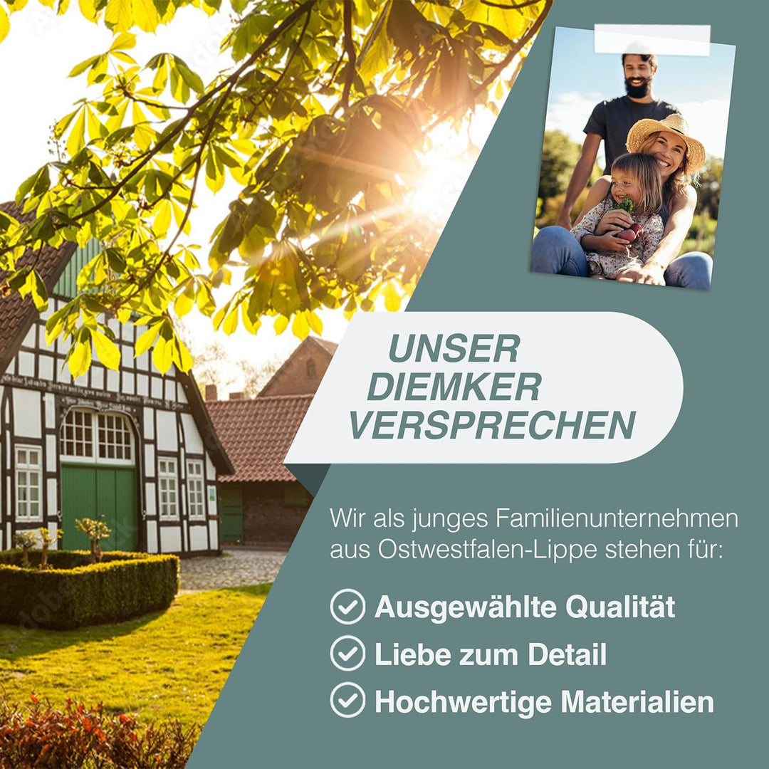 DIEMKER Premium Granit Mörser mit Stössel, abnehmbarer Holzfuss, Holzlöffel und Reinigungsbürste im