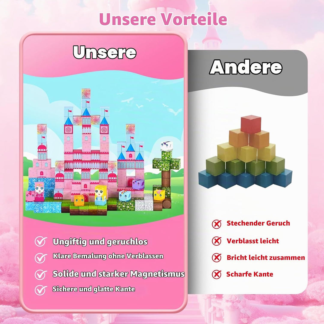HOPFROG 200 Teile Magnetische Bausteine, Magnetic Blocks, Magnetbausteine Spielzeug für Kinder ab 3