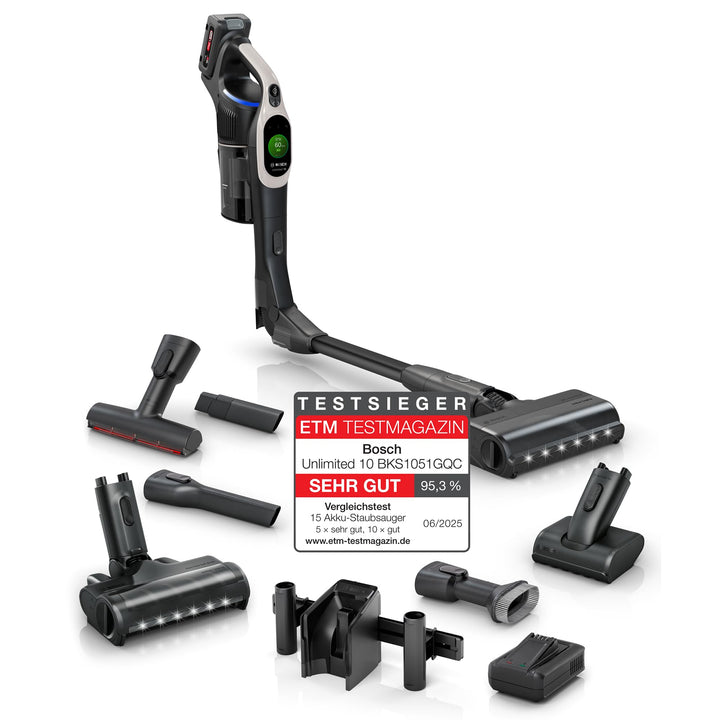 Bosch Akku-Staubsauger Unlimited 10 BKS1051GQC, kabellos, MicroClean Technology, TFT-Display, Staubk