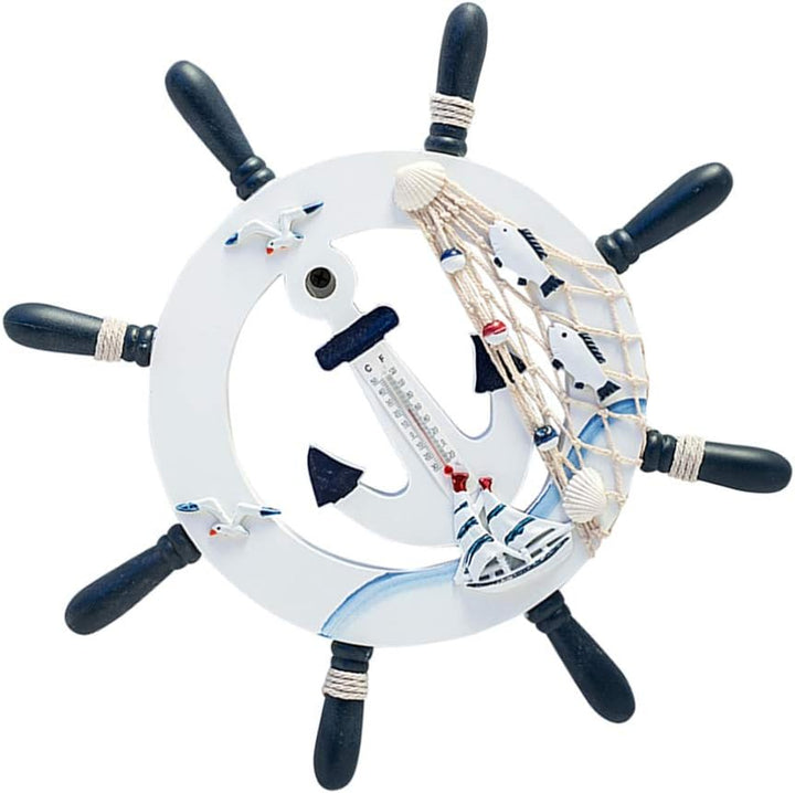 Garneck Holz Steuerrad mit Anker Fisch Netz Maritime Wanddeko Nautical Schiff Steuerrad Deko Mediter