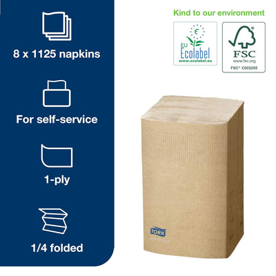 Tork 12840 Xpressnap Spenderserviette aus 100% recycelten Fasern / Natur Papierserviette für Serviet