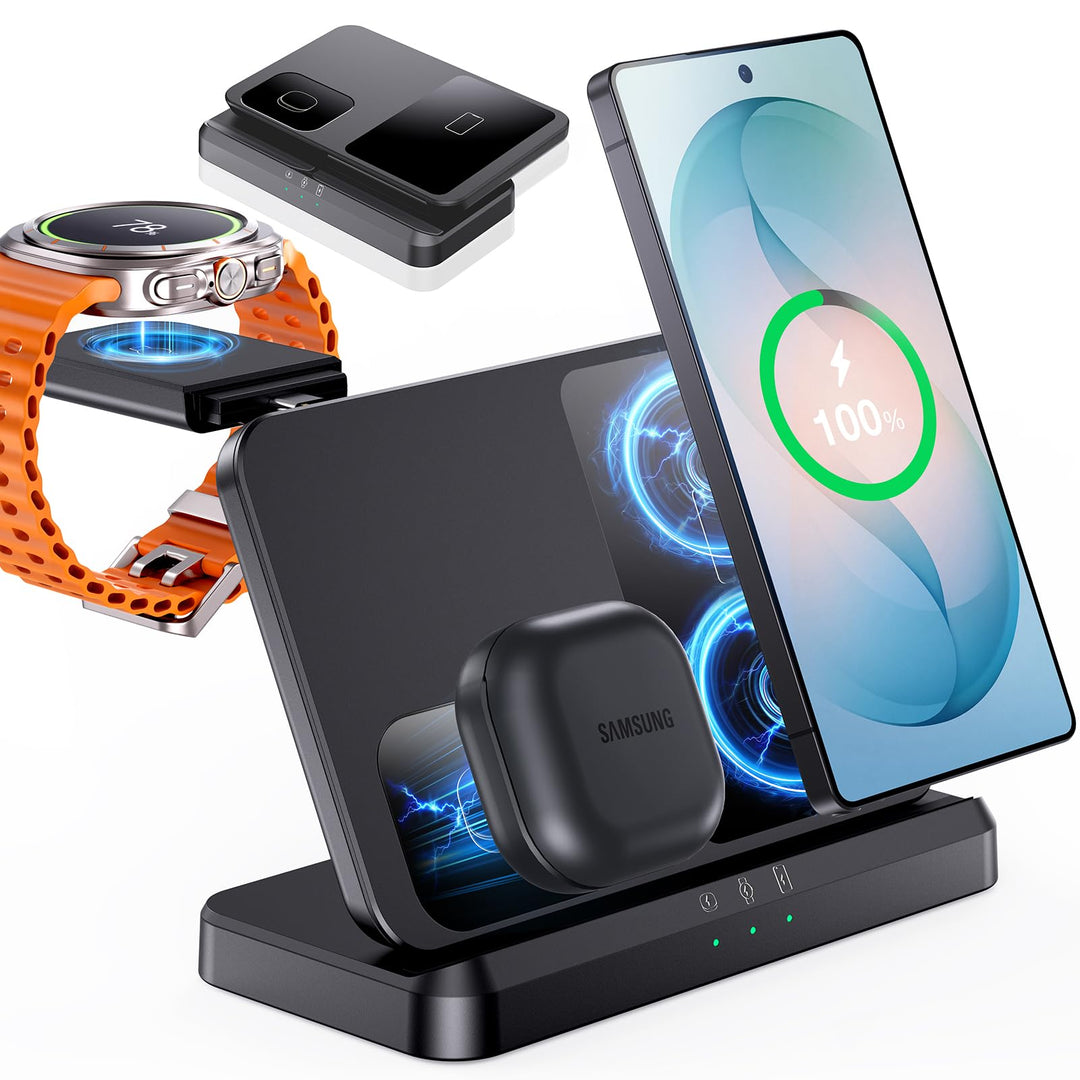 EGV Induktive Ladestation für Samsung – 3-in-1 Wireless Charger kompatibel mit Galaxy S26 Ultra/S25/