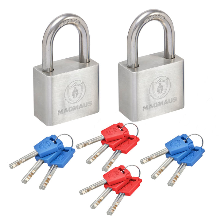 Magmaus® PD240 Wasserdichtes Bügelschloss mit 12 Schlüssel - 7 mm Edelstahl Bügel, Wetterfestes Schl