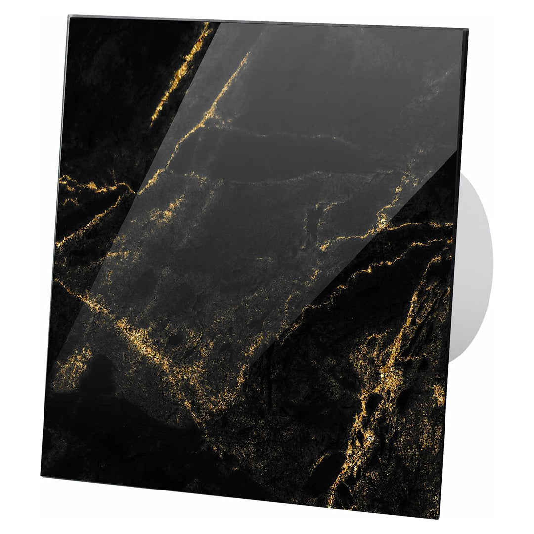 MKK Ø125 mm Wohnraumlüfter Rückstauklappe Echtglas Standard schwarz-gold Marmor schwarz-gold Marmor