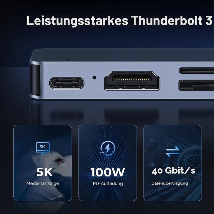 RayCue USB-C Hub HDMI für MacBook Pro/Air M1/M2 (2021-2023) – 4K HDMI Adapter, 3X USB-A 3.0, Thunder