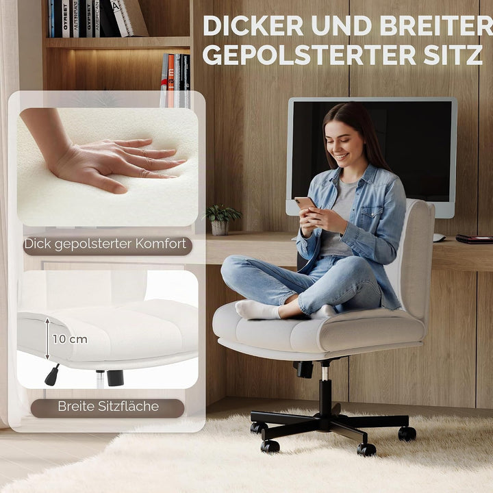 GarveeHome Bürostuhl ohne Armlehnen, höhenverstellbarer Drehstuhl mit Rückenlehne, ergonomisch, PU-S