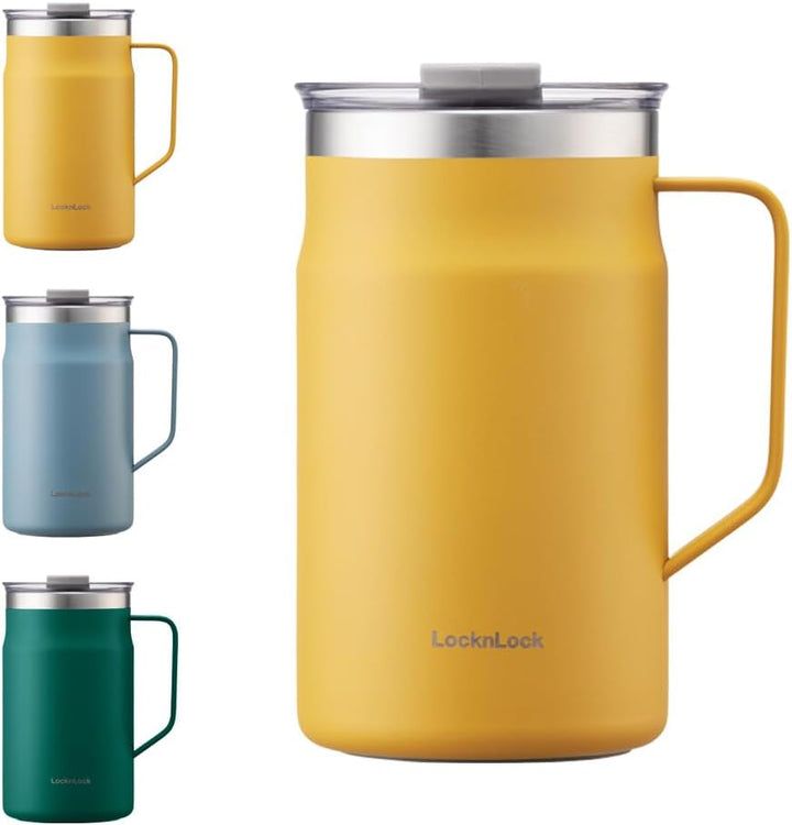 LocknLock Metro Becher Premium 18/8 Edelstahl doppelwandig isoliert mit Griff, perfekt für Tisch mit