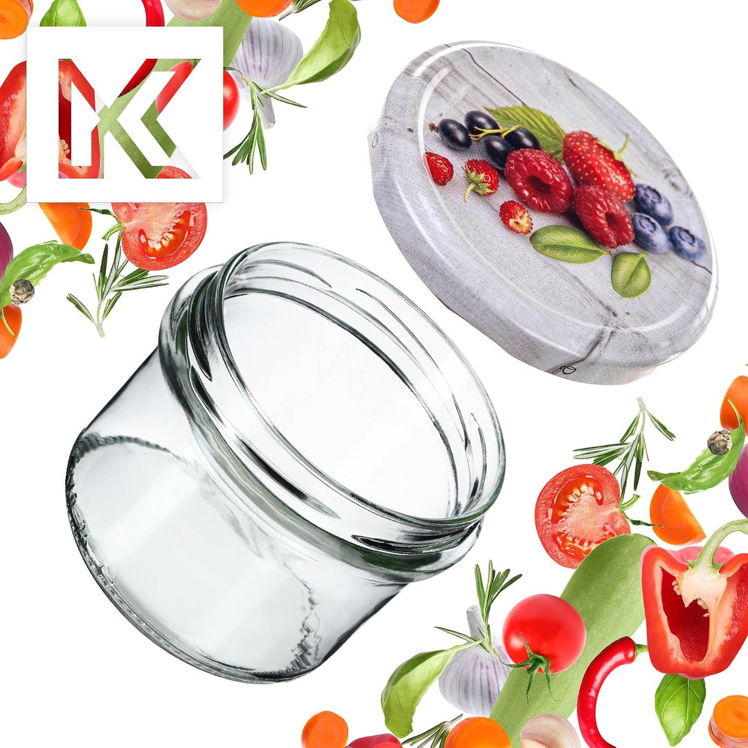 KADAX 20er Set Marmeladengläser 235ml TO82 Himbeeren, Einmachgläser Vorratsgläser Mason Jar mit Schr
