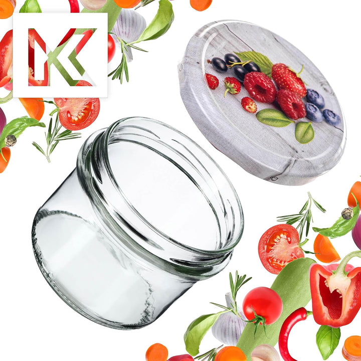 KADAX 20er Set Marmeladengläser 235ml TO82 Himbeeren, Einmachgläser Vorratsgläser Mason Jar mit Schr