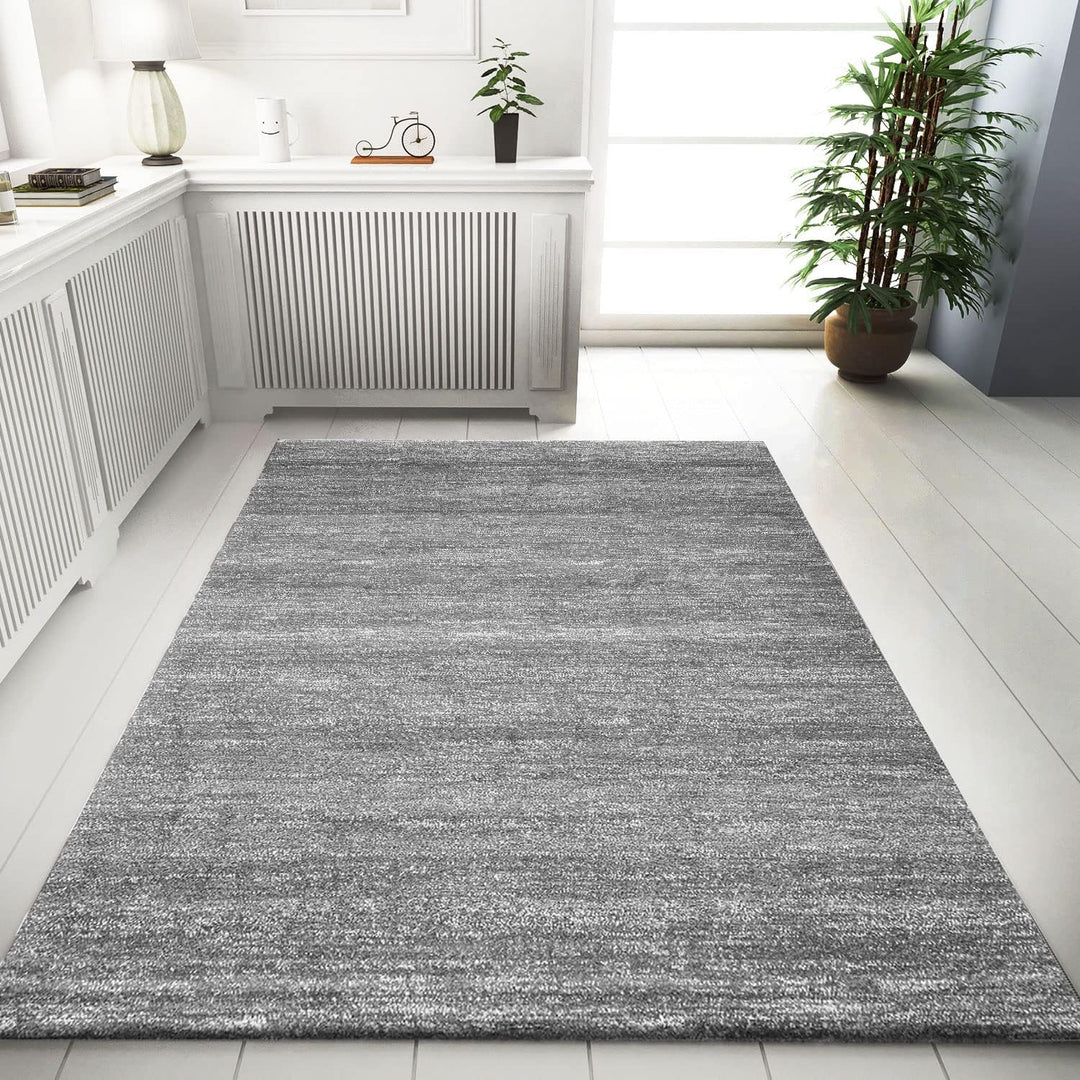 VIMODA Teppich Modern Grau Kurzflor Meliert Farbecht Pflegeleicht, Masse:80 x 300 cm, 80 x 300 cm