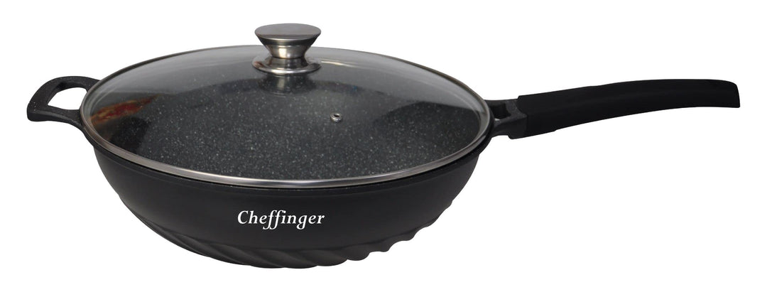 Cheffinger Pfannen-Set Ø 32cm »WOK Wokpfanne Pfanne mit Glasdeckel Induktion CF-DW32«