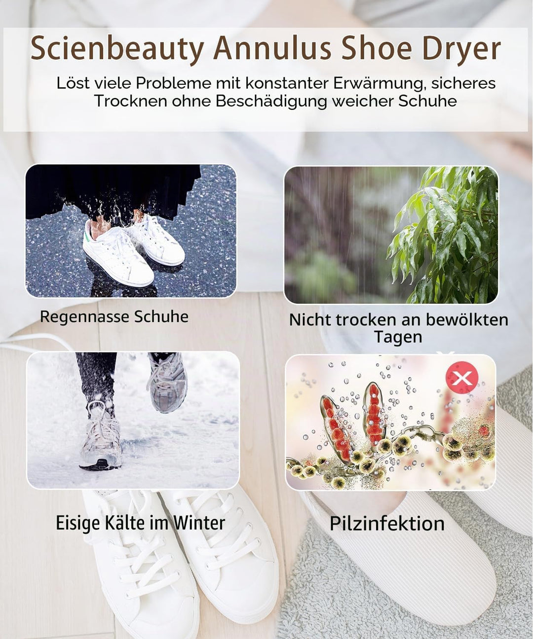 Scienbeauty Elektrischer Schuhtrockner, Tragbarer Schuhtrockner mit 3 Modi Timer für Schuhe, Skischu