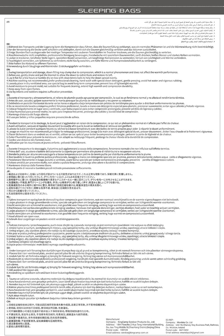 ATEPA Ultraleichter Daunenschlafsack 650/700FP, 3-Jahreszeiten (12°C / 6°C / -1°C), Leicht & Kompakt