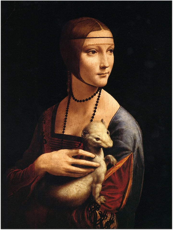 Bilderdepot24 Bild auf Leinwand | Leonardo da Vinci Die Dame mit dem Hermelin in 50x70 cm als Wandbi