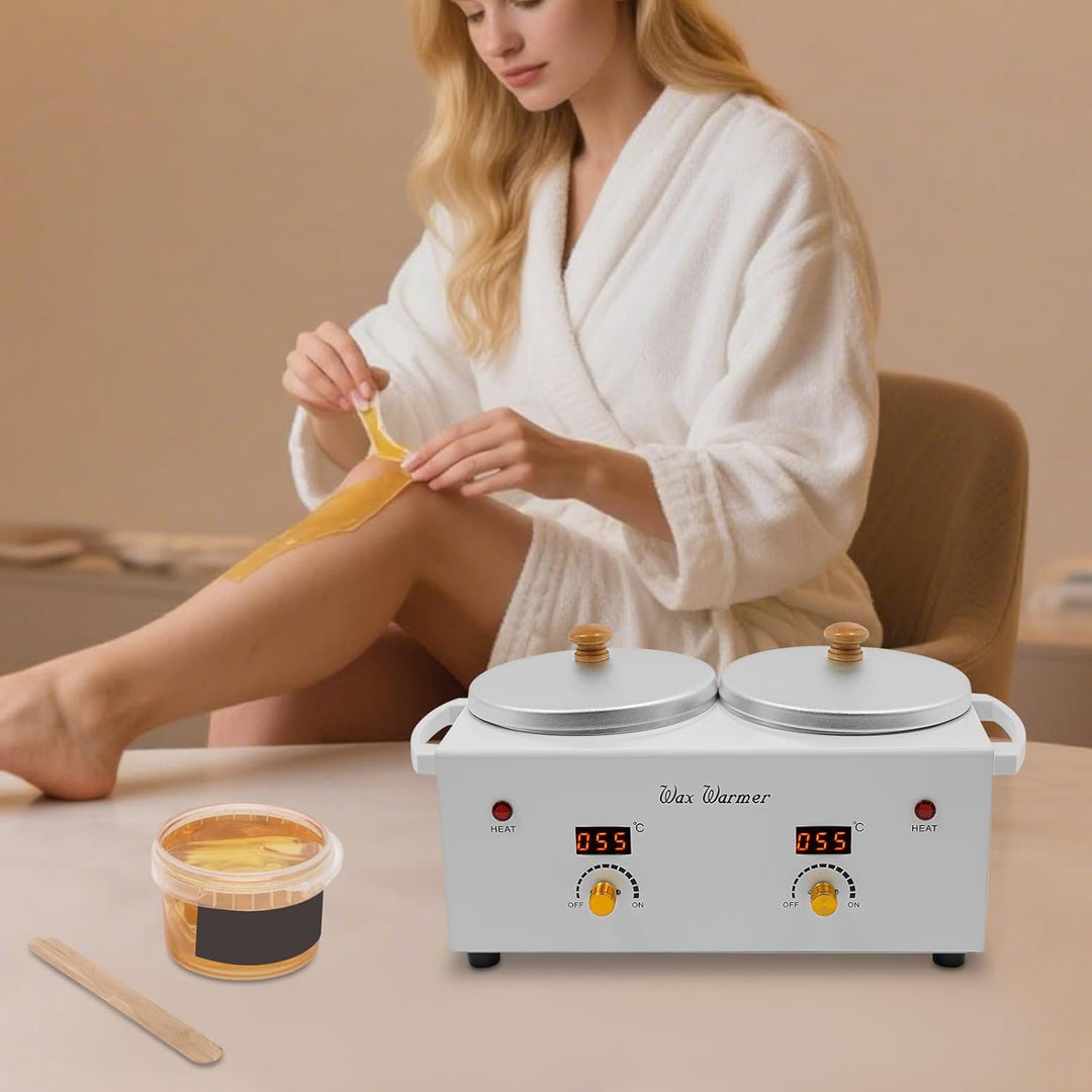 Doppeltopf Wachswärmer, 100W Wachserhitzer mit 2 x 600ml Behälter, Einstellbar Temperatur 20-120℃, W