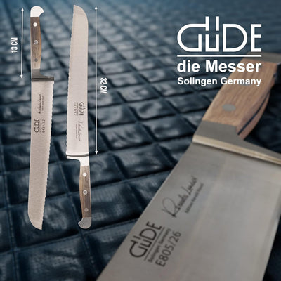 GÜDE Solingen - Brotmesser geschmiedet, 32 cm, Fasseichenholz, ALPHA FASSEICHE, Doppelkropf, Handmad