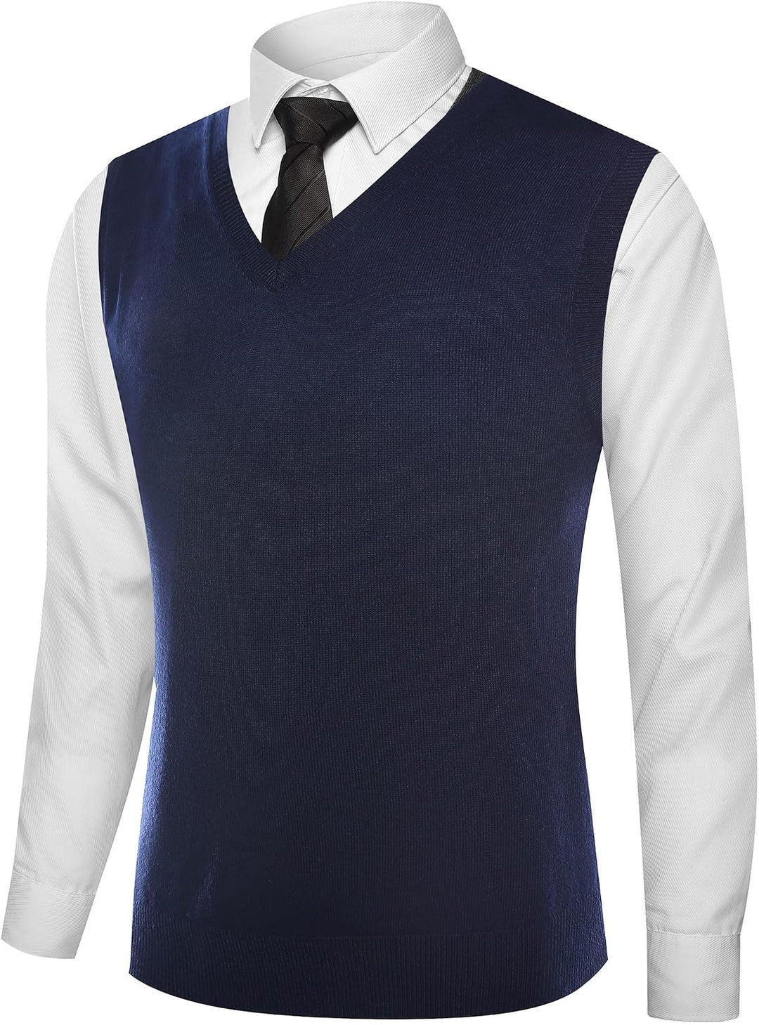 Kallspin Herren Pullunder-Strickweste aus Wollmischung V Hals Ärmellos L Marineblau, L Marineblau