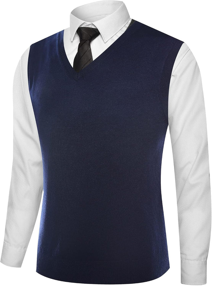 Kallspin Herren Pullunder-Strickweste aus Wollmischung V Hals Ärmellos L Marineblau, L Marineblau