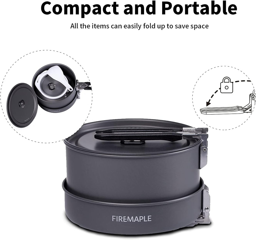 Fire-Maple Feast 2 Camping Kochgeschirr Set Outdoor-Kochset mit Topf, Wasserkocher, Pfanne, Schalen