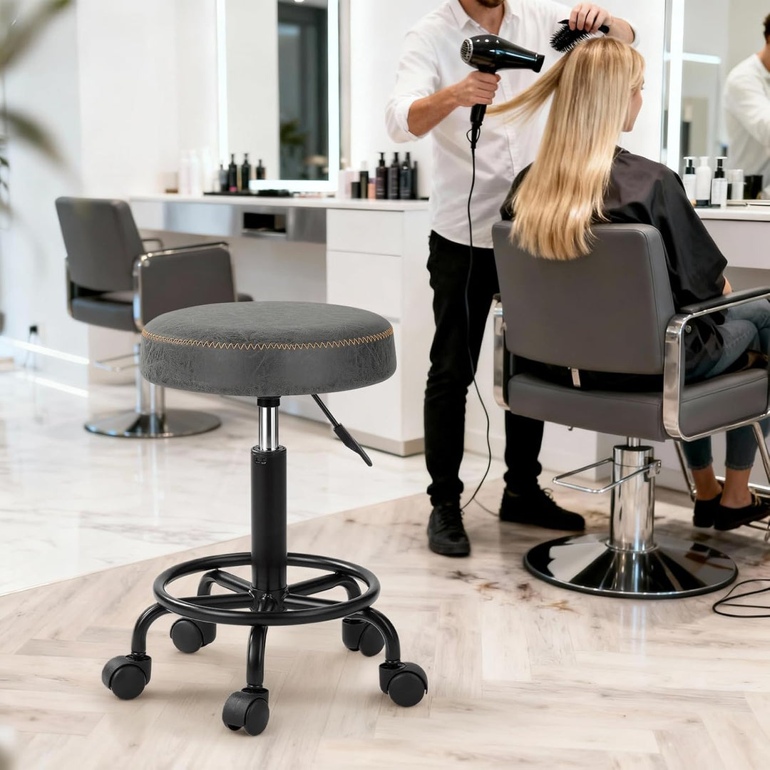 Ergonomischer Rollhocker mit Rückenlehne Arbeitshocker Drehhocker Rollhocker 360° drehbar Höhenverst
