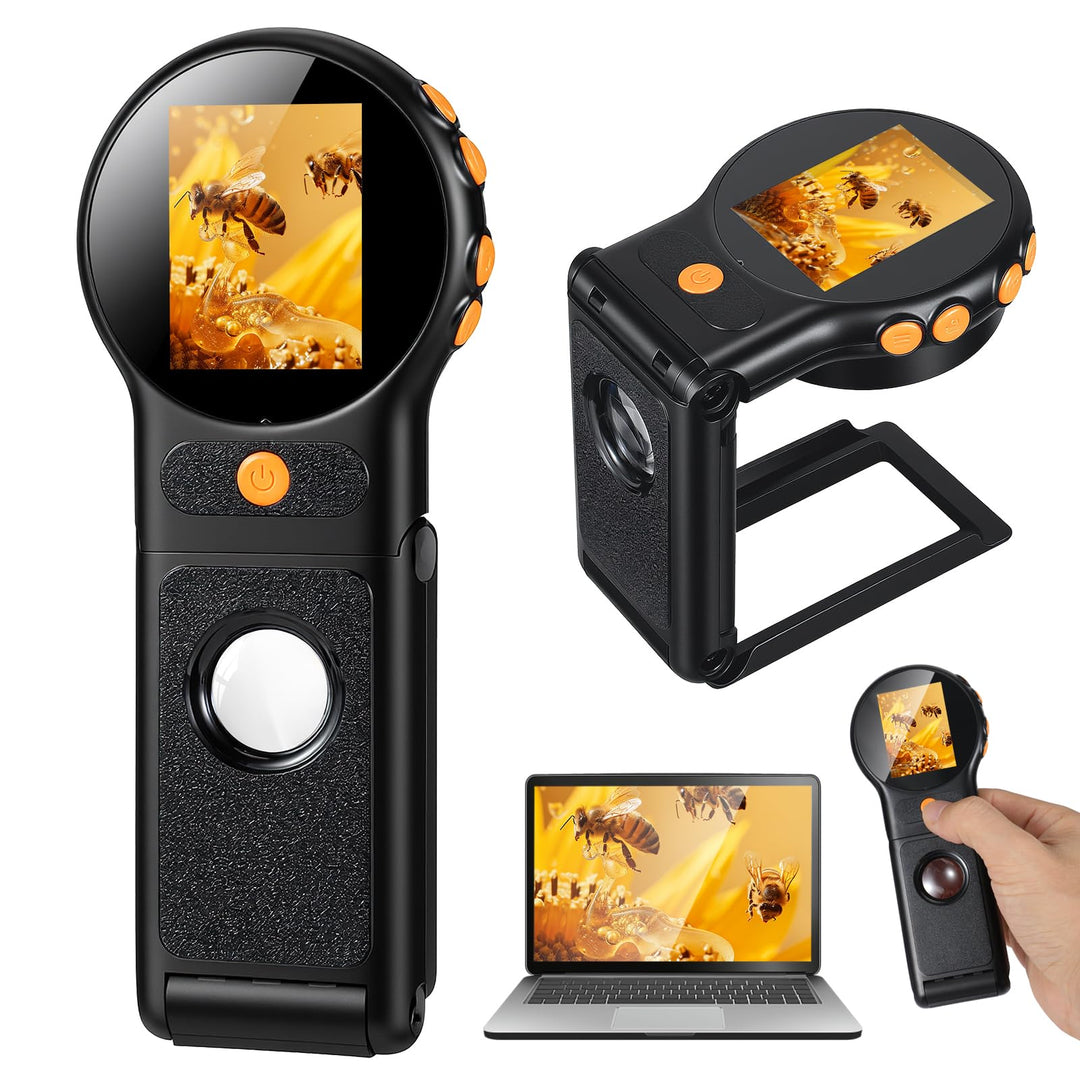 Handy Mikroskop 500X Vergrösserung Digitales Taschenmikroskop Tragbares 2" IPS Bildschirm Microscope