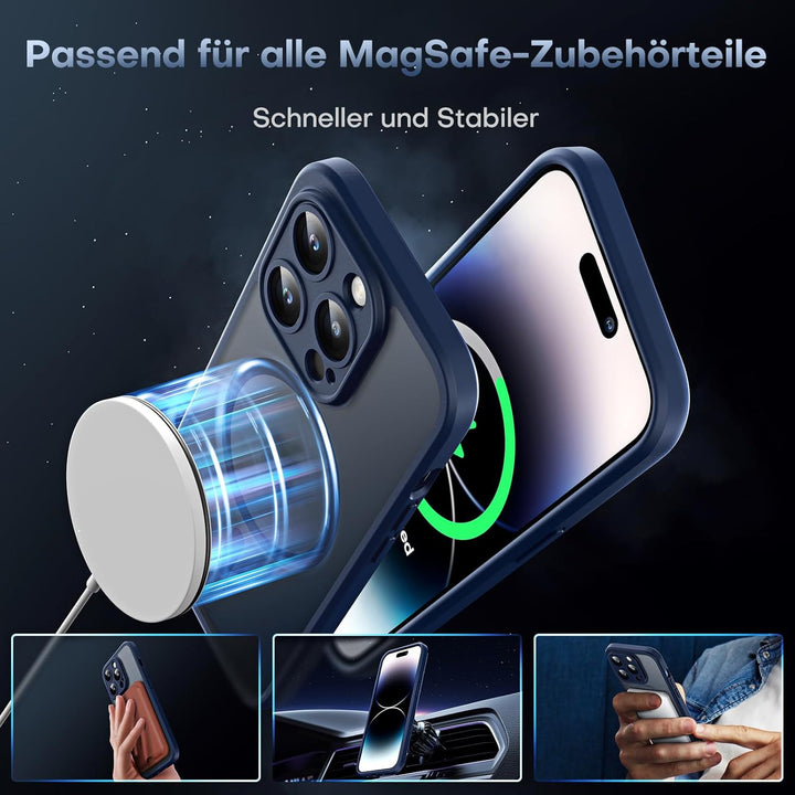TOCOL 3 in 1 für iPhone 14 Pro Max Hülle für Magsafe, mit 2 Schutzglas, Vollständiger Kameraschutz S