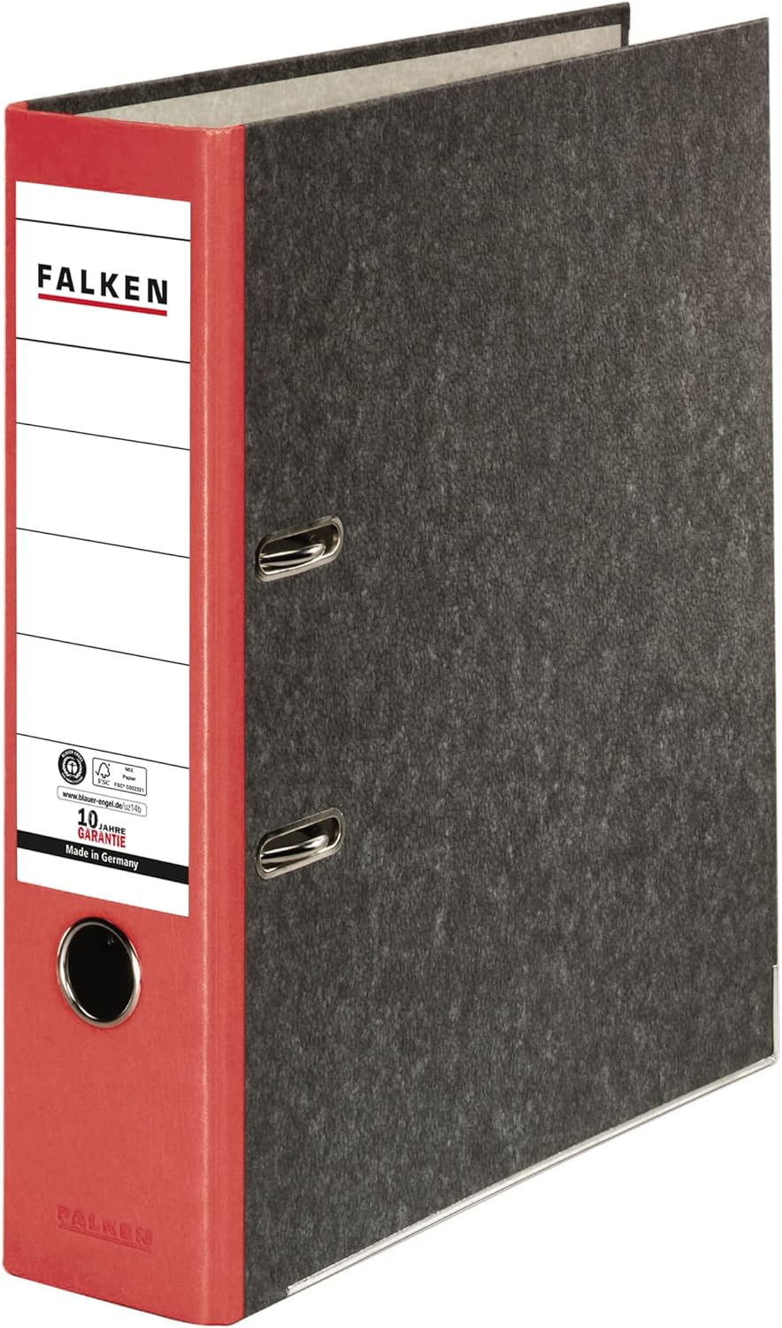 Original Falken 20er Pack Recycling-Ordner Wolkenmarmor. Made in Germany. 8 cm breit DIN A4 roter Rü