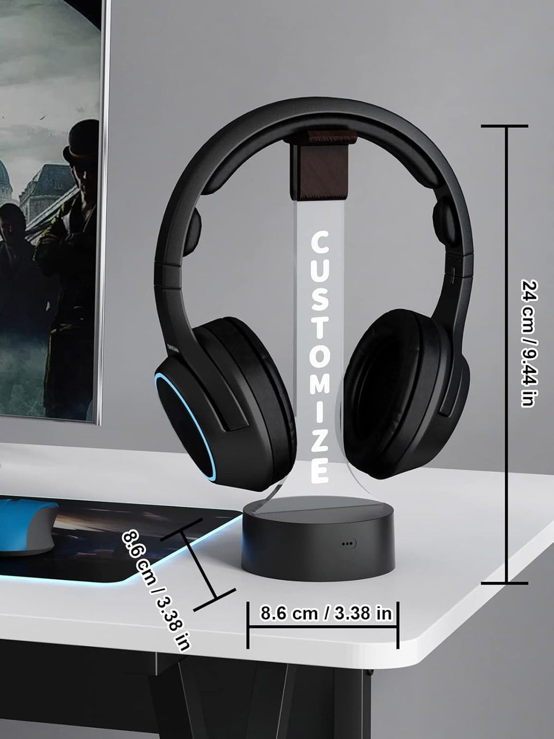 YuanDian personalisierte Licht bis Kopfhörer Stand für Schreibtisch, Gaming-Headset-Halter RGB mit 1