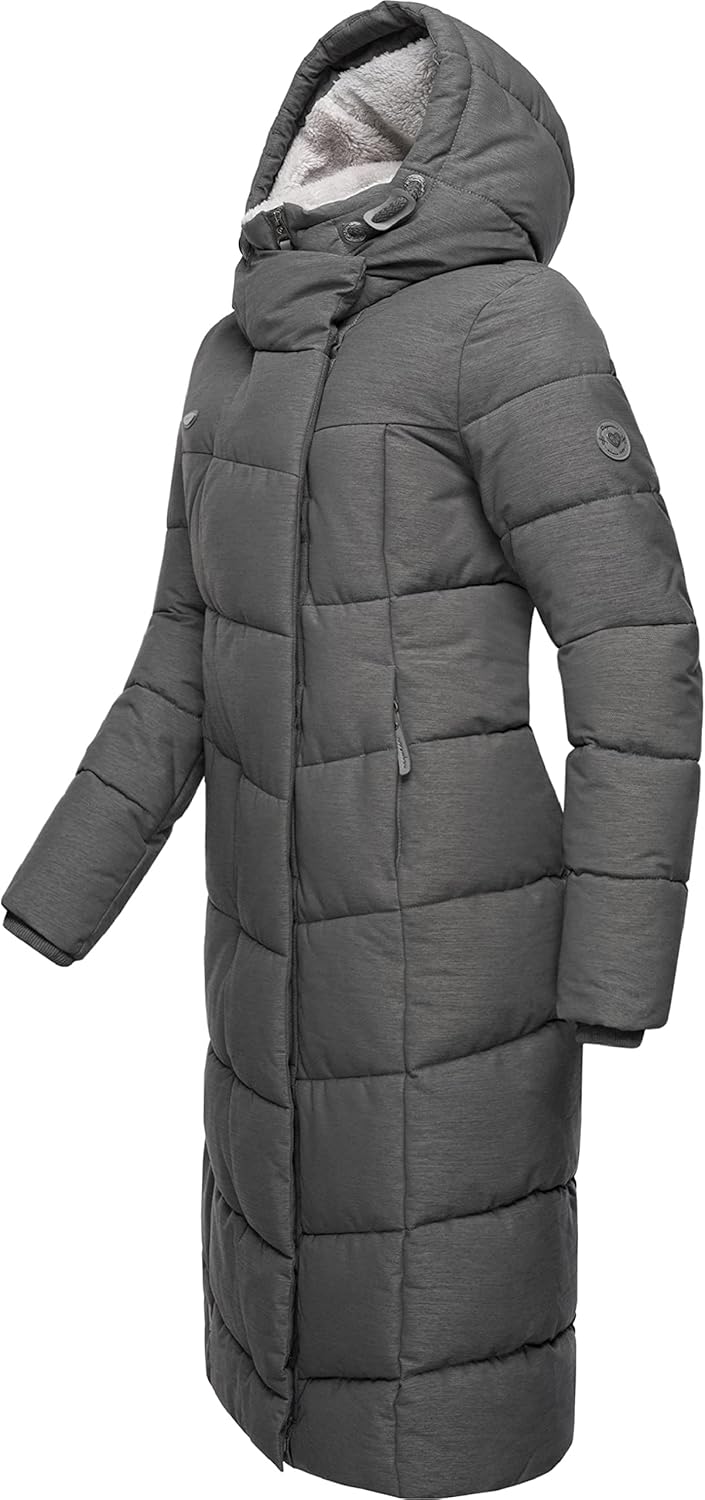 Ragwear Damen atmungsaktiver Wintermantel Warmer wasserdichter Steppmantel lang mit Kapuze Pavla Lon