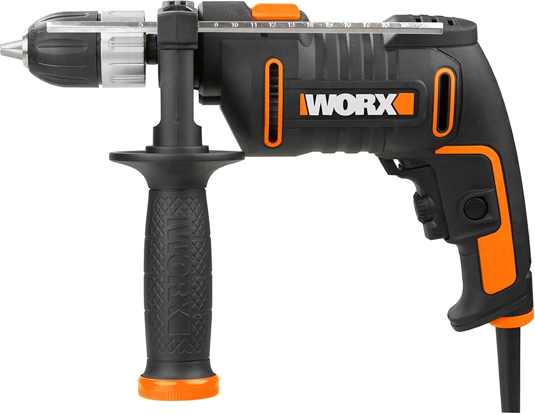 WORX WX317 Schlagbohrmaschine 600W mit stufenloser Drehzahlregulierung, Tiefenanschlag, werkzeuglose
