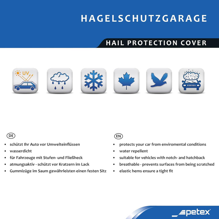 PETEX 44210203 Hagelgarage, Abmessung Circa 533 x 178 x 119 cm, Silber, Grösse XL, XL