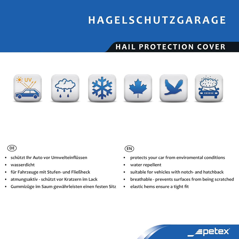 PETEX 44210103 Hagelgarage, Abmessung Circa 432 x 165 x 119 cm, Silber, Grösse M, M