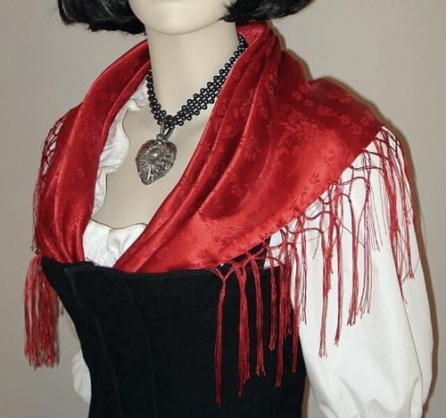 Seidentuch Dirndl-Trachtentuch Tuch hell-rot 75x75cm Dirndltuch Seide Fransentuch für Tracht Trachte