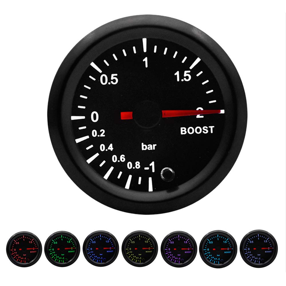 ETOPARS 52mm Automotor Kfz 2" Zeiger Turbo Ladedruckanzeige Messgerät Kit Boost Bar 7 Farbe Lichtanz