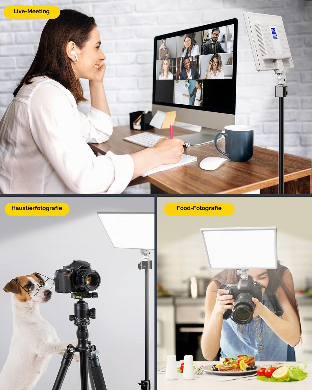 RALENO LED Videoleuchte, eingebauter 4000 mAh * 2 Akku 3200-5600 K CRI95 0-100% Helligkeitseinstellu