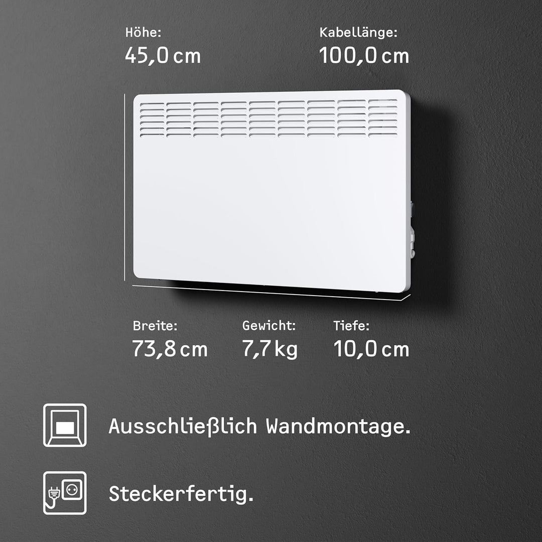 STIEBEL ELTRON Wandkonvektor CNS 200 TREND, 2 kW für ca. 25 m², LC-Display, Wochentimer, Elektroheiz