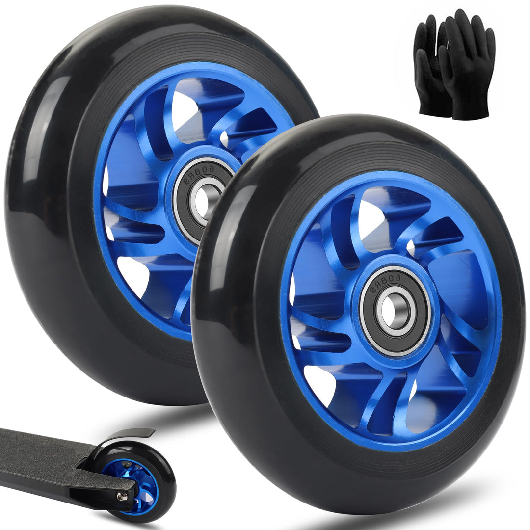 2Stück 100mm Stunt Scooter Rollen Roller Reifen - Scooter Räder Ersatzräder,Mit Felgen Aus Aluminium
