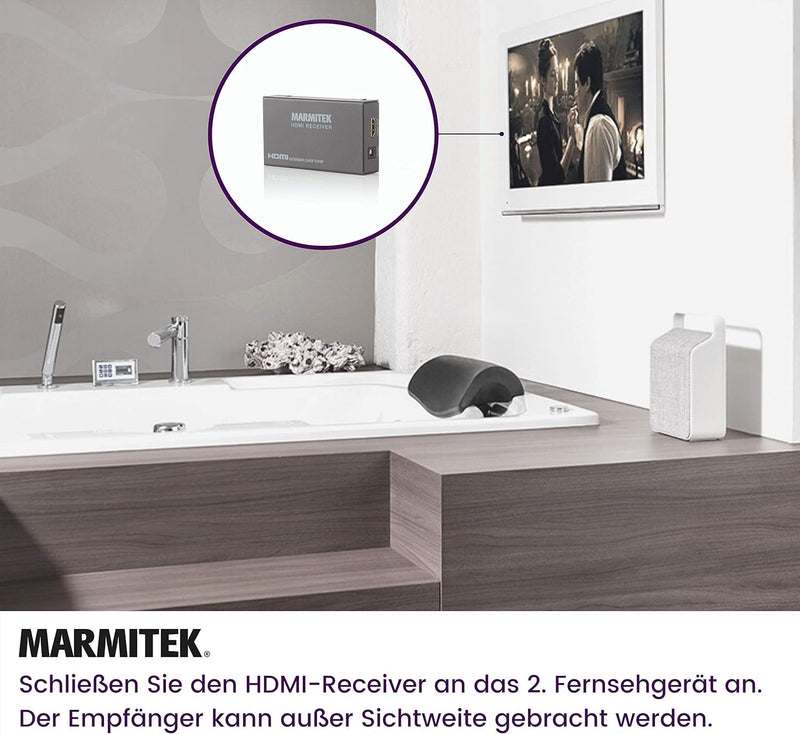 HDMI Extender LAN - Marmitek MegaView 90 - CAT 5e/6 Kabel oder Netzwerk (IP/LAN) - 1080p - 120m - Zu