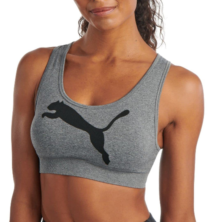 PUMA Damen Seamless Bra Sport-BH S Big Cat Medium Heather Grey, S Big Cat Medium Heather Grey