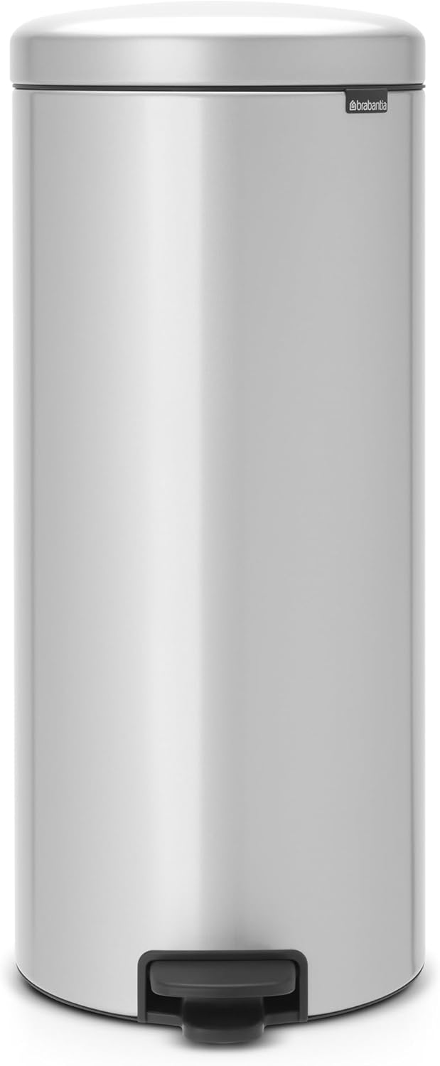 Brabantia 114465 Treteimer 30 L mit Kunststoffeinsatz in metallic grau, Plastik, 30 Liter Metallic G