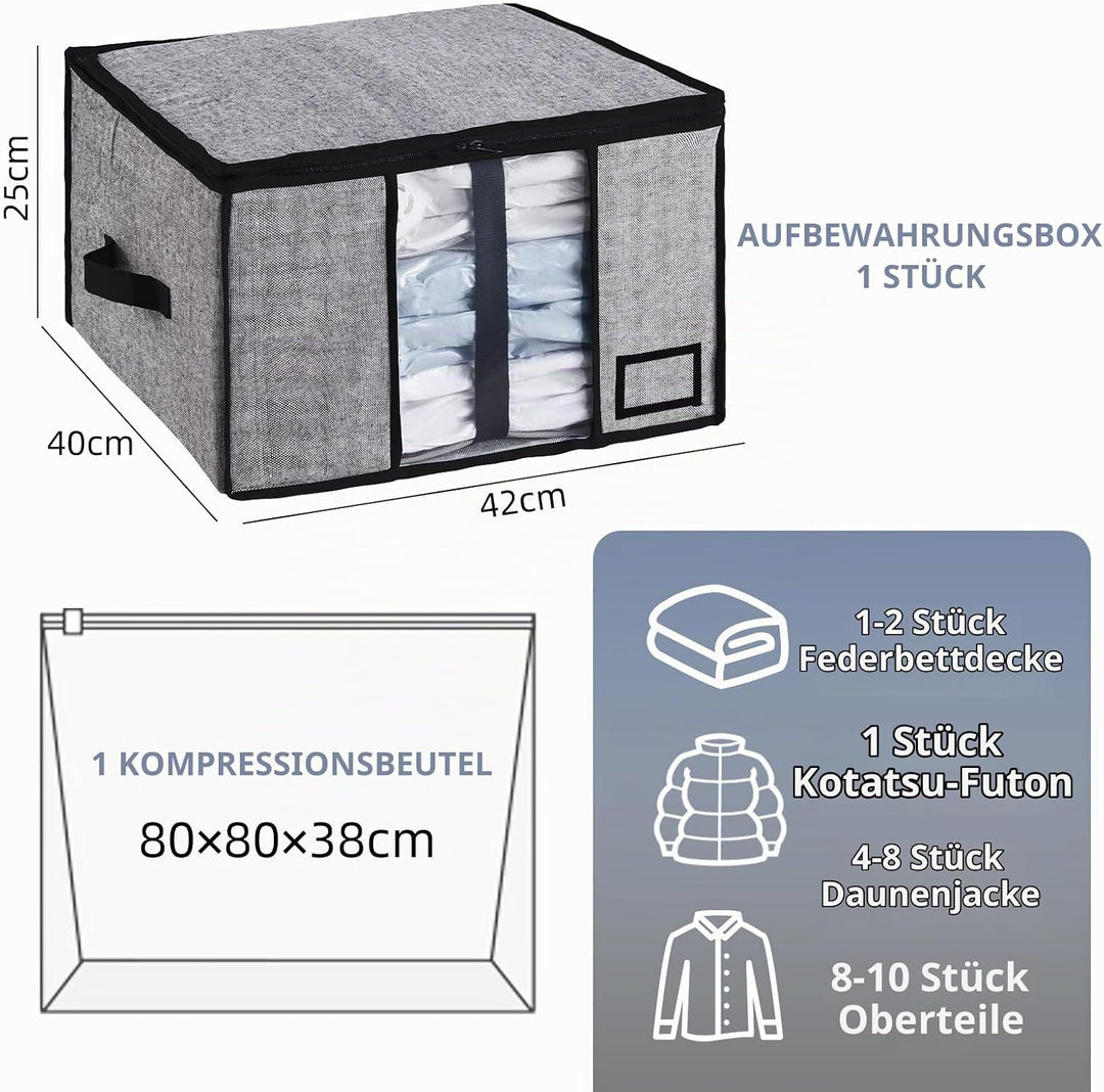 TAILI Vakuumbeutel für Kleidung mit Aufbewahrungsbox 2 in 1 Design 40 x 42 x 25 CM Vakuumbeutel für