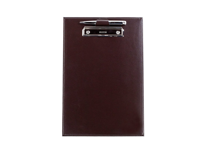 DELMON VARONE - Klemmbrett Mappe DIN A4 Cambridge Top Grain Leder Braun - Echtleder Klemmbrettmappe