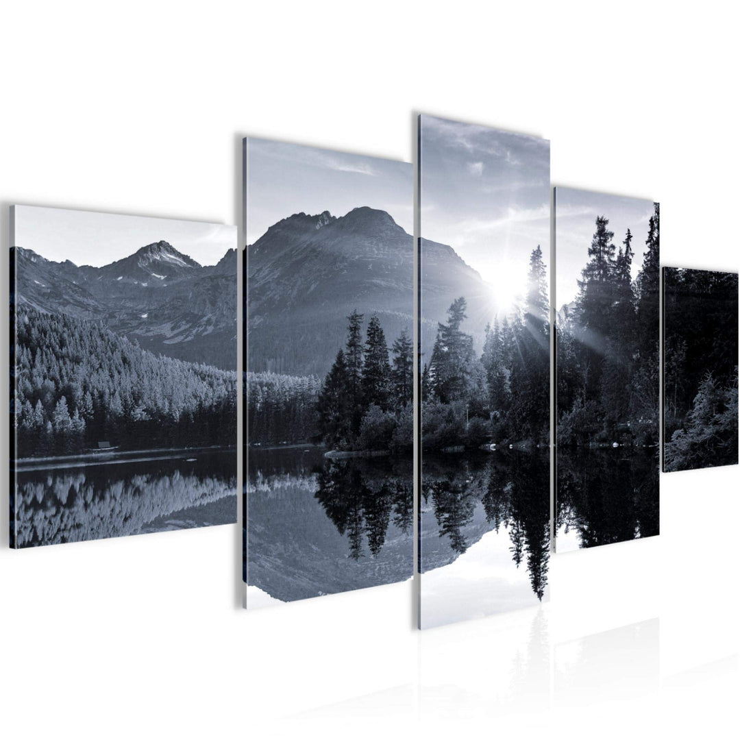 Runa Art Wandbilder Natur Sonnenaufgang 5 Teilig Bild auf Vlies Leinwand Deko Schlafzimmer Wohnzimme