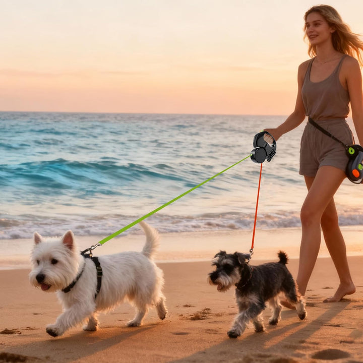 Nimomo Hundeleine, Automatische Leinen Hundeleine Einziehbare Doppel-Hundeleine Dog Lead Pet Leash 1