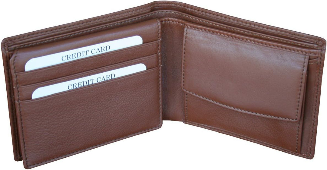 LINDENMANN Portemonnaie Herren Leder/Geldbeutel Herren, Rindleder matt, quer, cognac