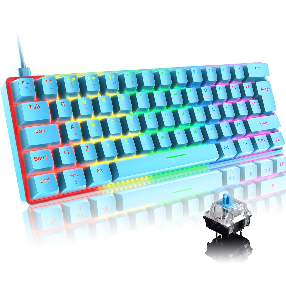 Mini 60% Gaming-Tastatur Kabelgebundene mechanische Keyboard, Kompakte Tragbare 62 Tasten, UK-Layout