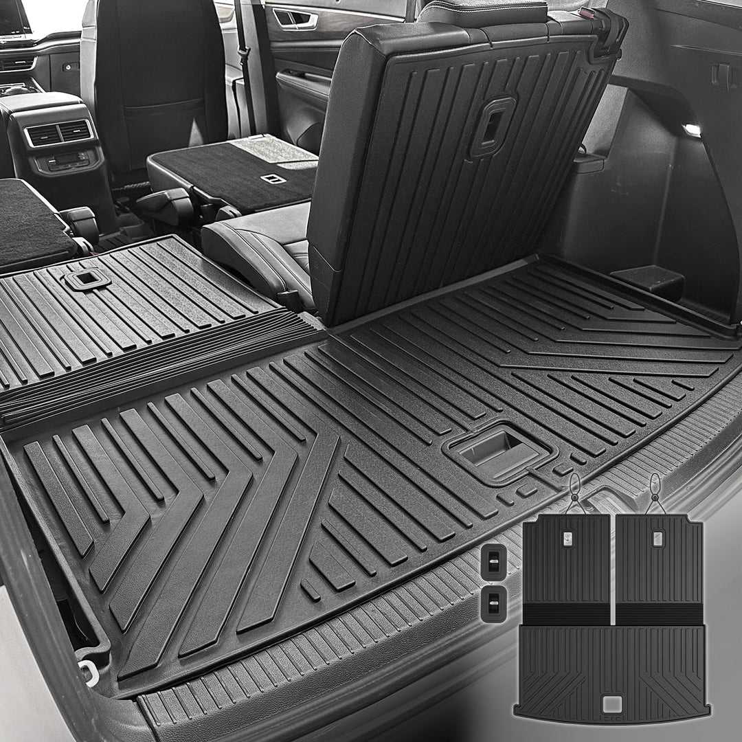 Kofferraummatte mit Rückenlehnenmatten für Volkswagen Atlas 2018–2024, Zubehör für 6/7-Sitze, Allwet